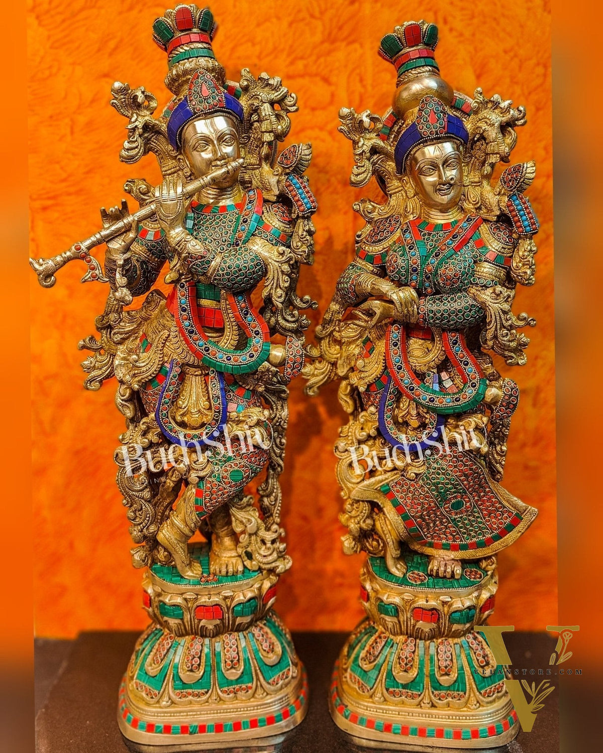 Brass Radha Krishna Idols large 30 inch statues