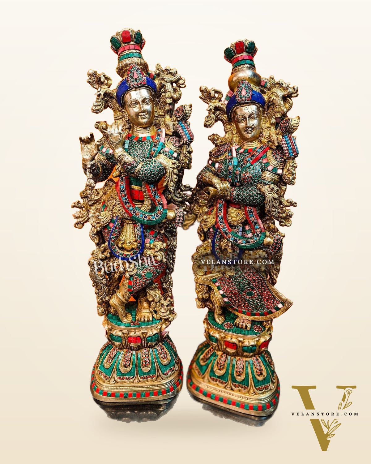 Brass Radha Krishna Idols large 30 inch statues