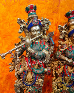 Brass Radha Krishna Idols large 30 inch statues