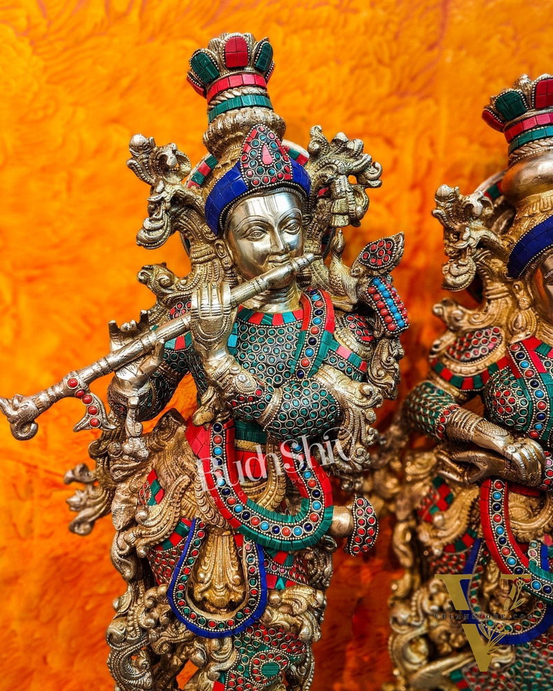 Brass Radha Krishna Idols large 30 inch statues