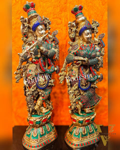 Brass Radha Krishna Idols large 30 inch statues