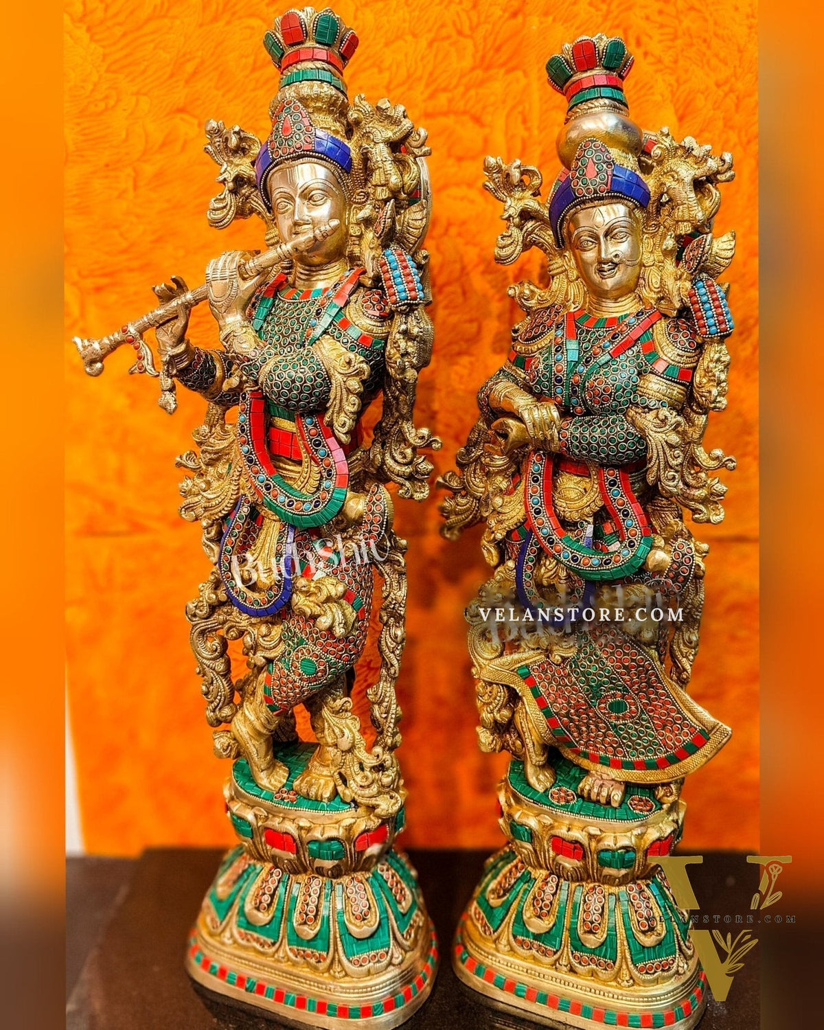 Brass Radha Krishna Idols large 30 inch statues