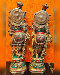 Brass Radha Krishna Idols large 30 inch statues