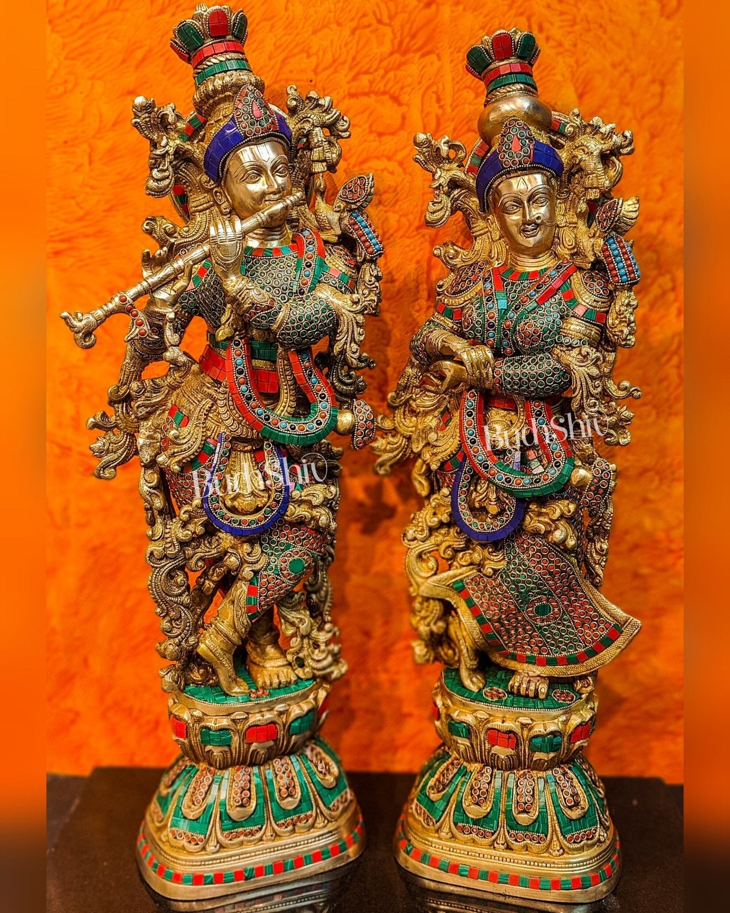 Brass Radha Krishna Idols large 30 inch statues