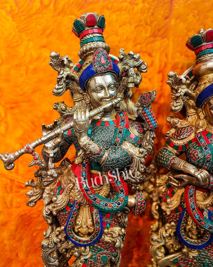 Brass Radha Krishna Idols large 30 inch statues