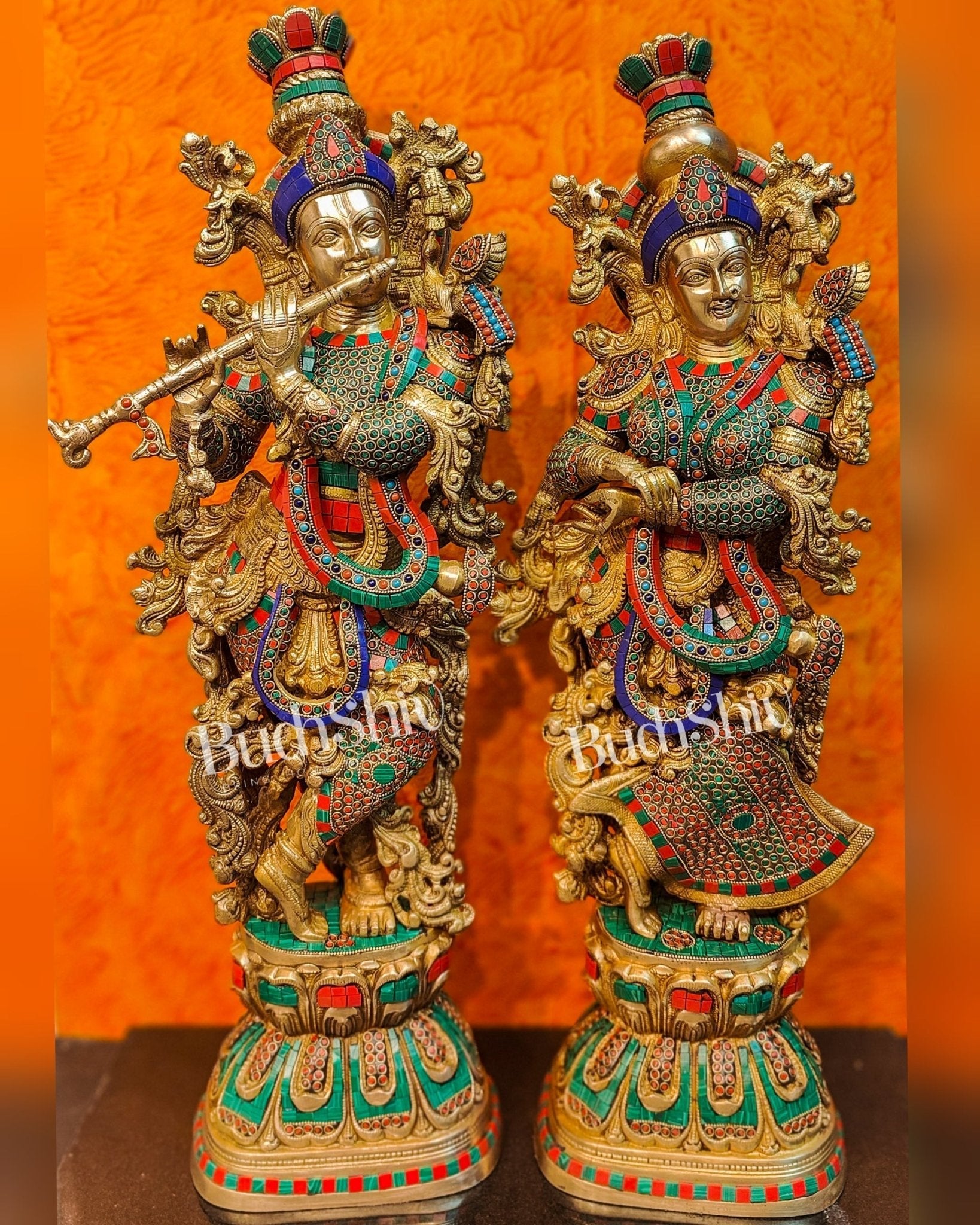 Brass Radha Krishna Idols large 30 inch statues