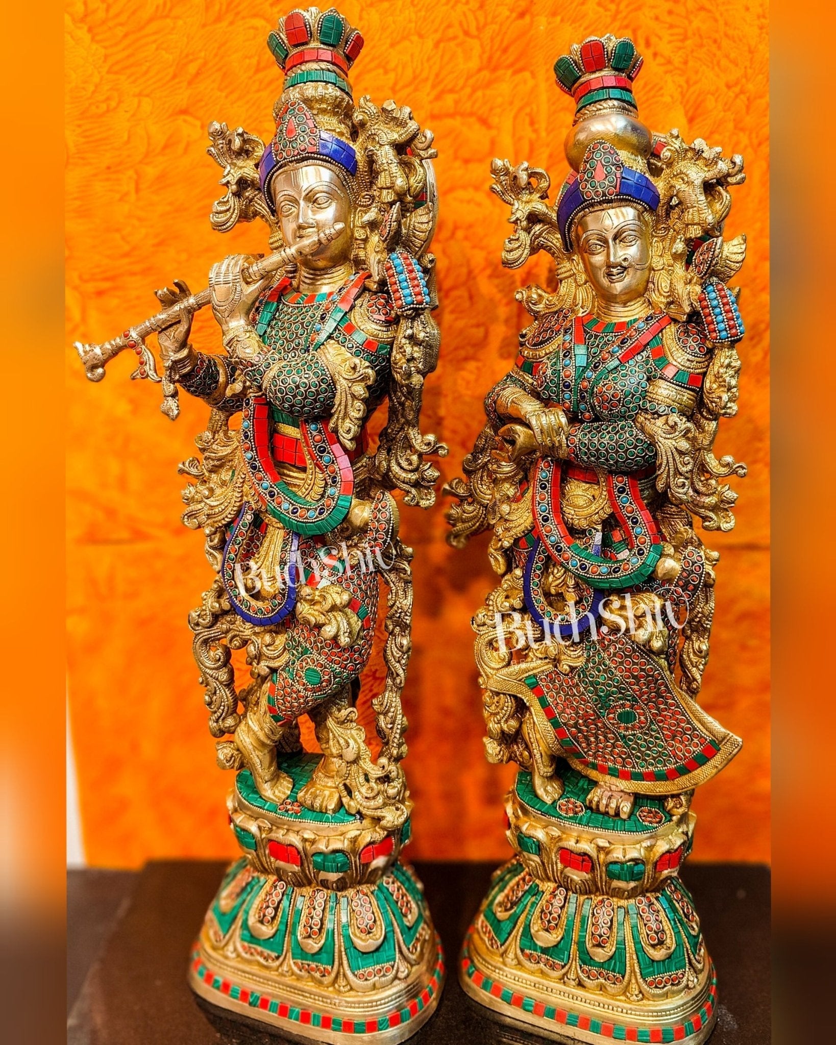 Brass Radha Krishna Idols large 30 inch statues