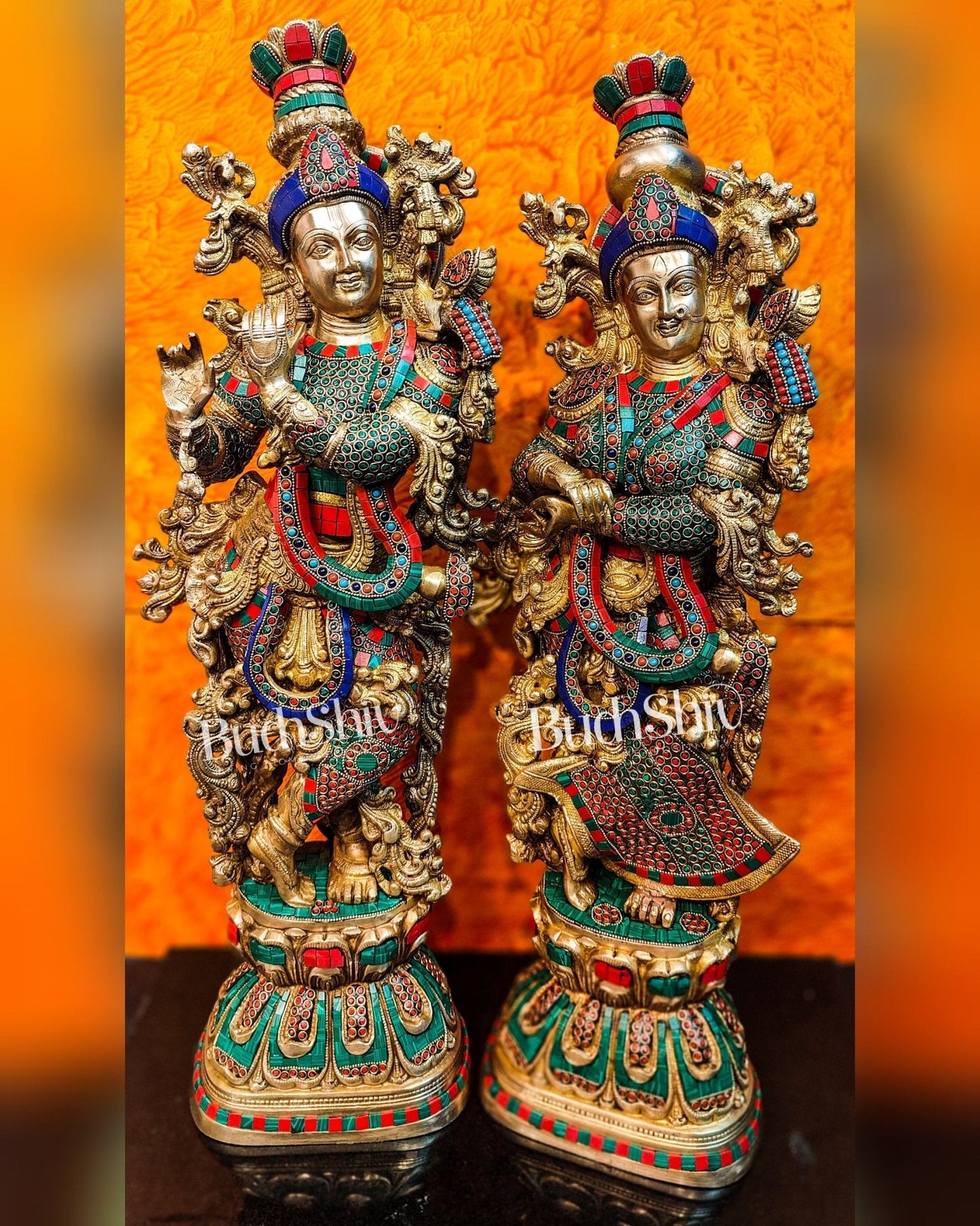 Brass Radha Krishna Idols large 30 inch statues
