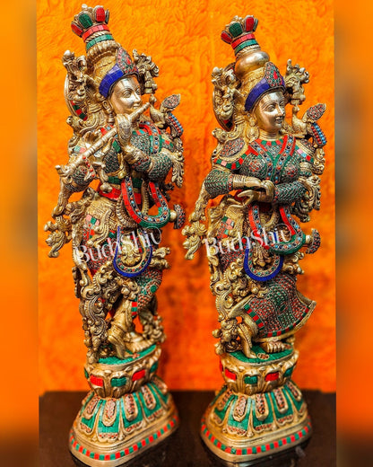 Brass Radha Krishna Idols large 30 inch statues