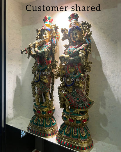 Brass Radha Krishna Idols large 30 inch statues