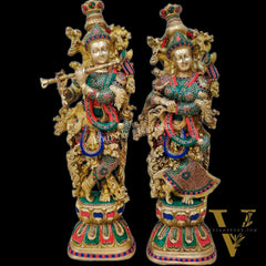 Brass Radha Krishna Idols large 30 inch