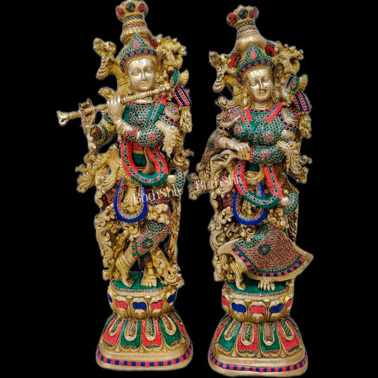 Brass Radha Krishna Idols large 30 inch