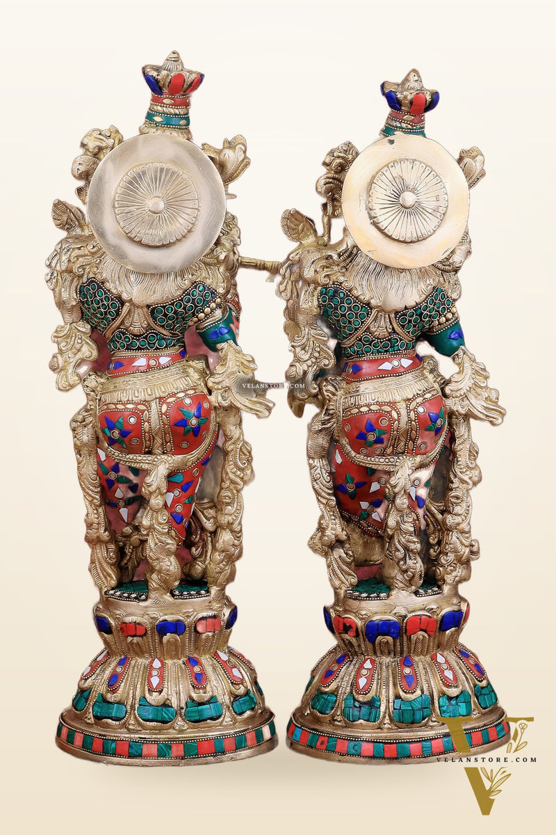 Brass Radha Krishna idols pair  - 21" Height, 18 KG Pair