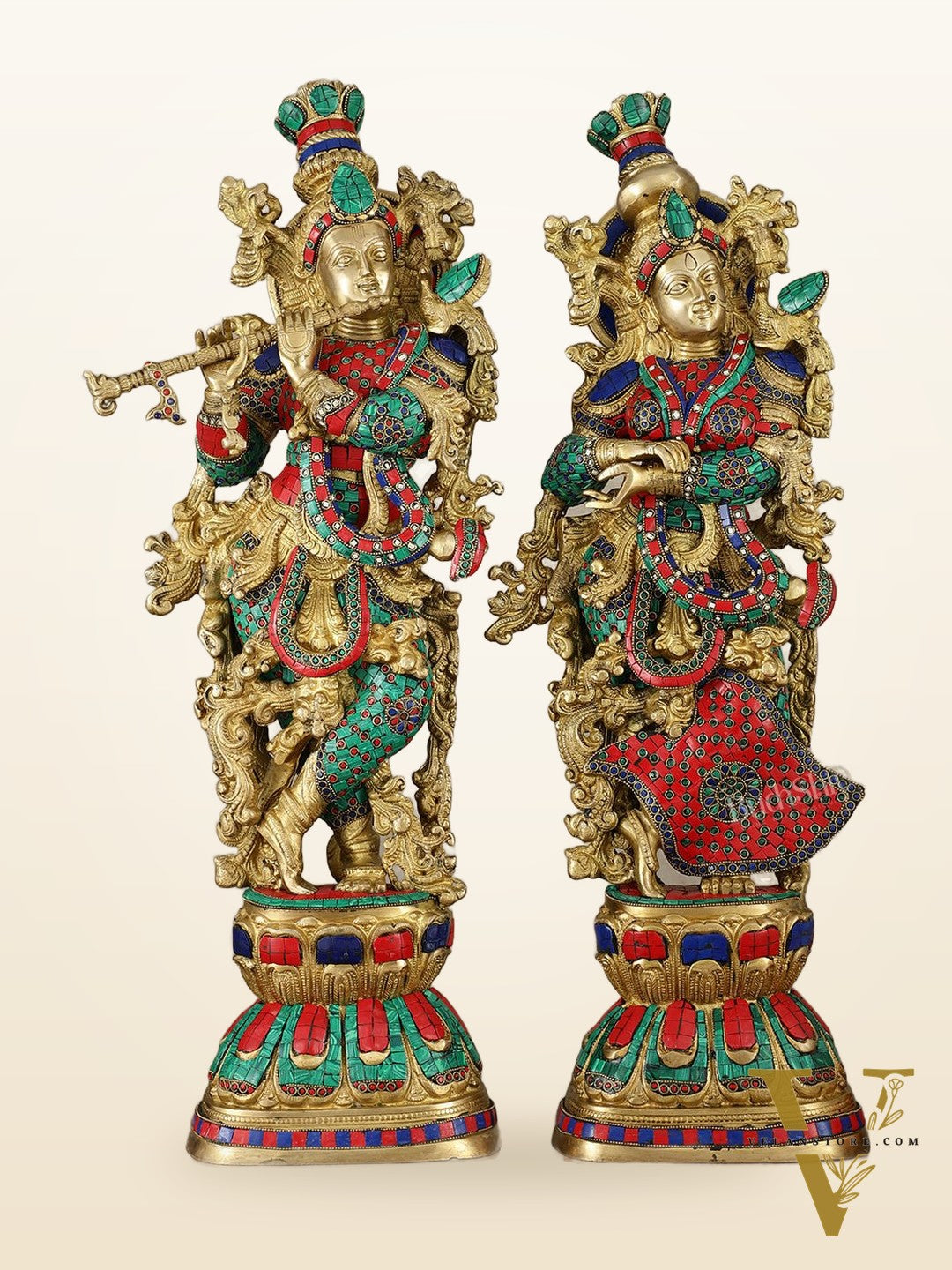 Brass Radha krishna Idols pair set 30"