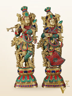 Brass Radha krishna Idols pair set 30"