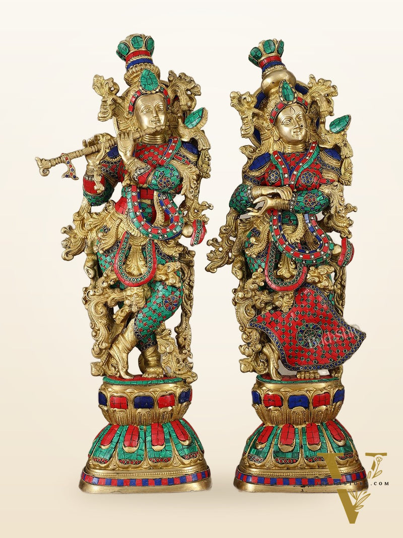 Brass Radha krishna Idols pair set 30"