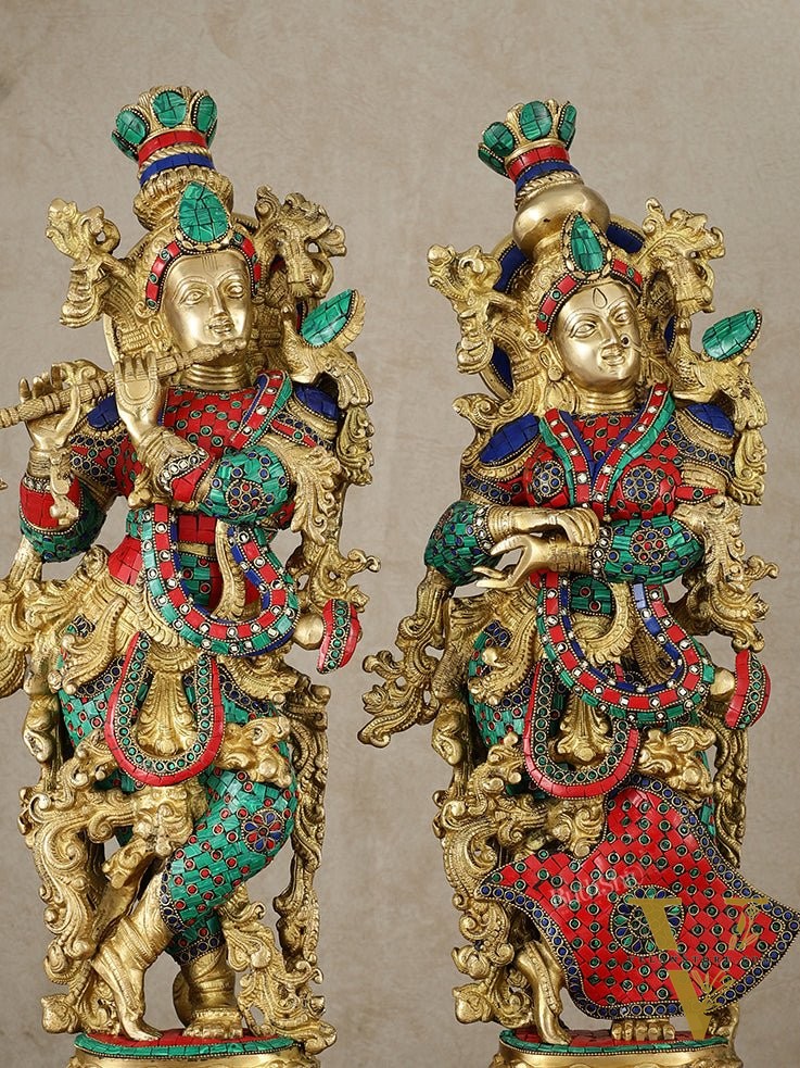 Brass Radha krishna Idols pair set 30"