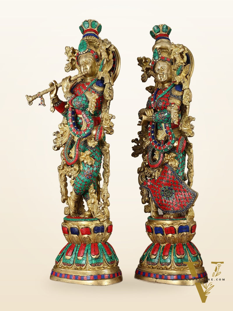 Brass Radha krishna Idols pair set 30"