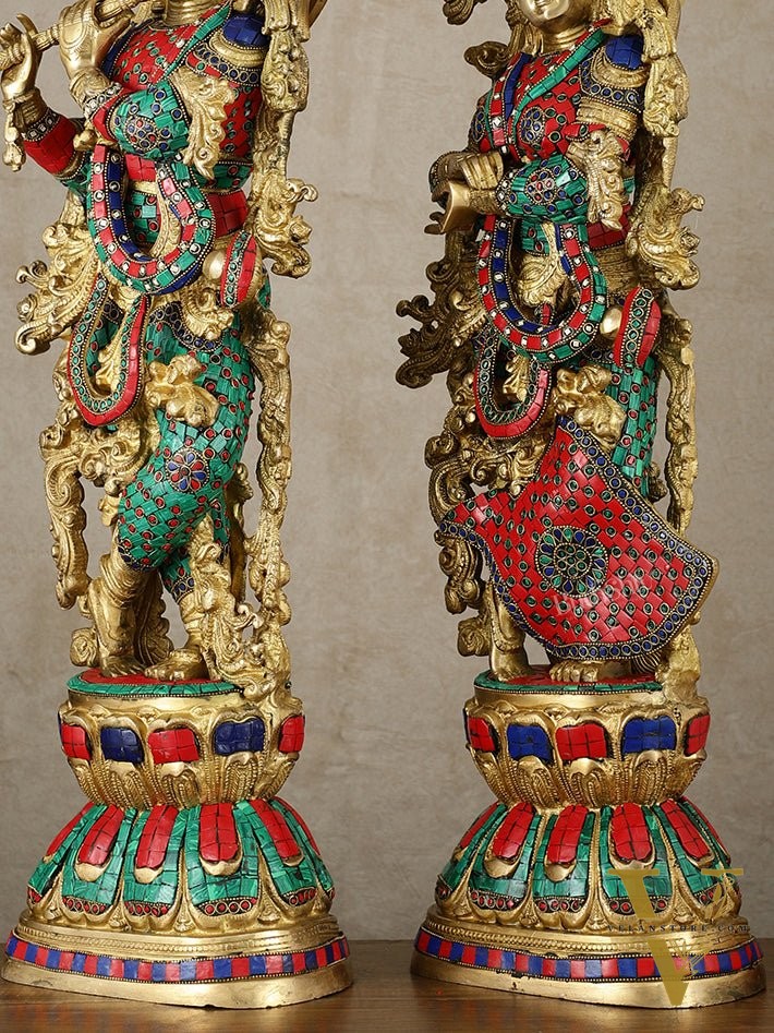 Brass Radha krishna Idols pair set 30"