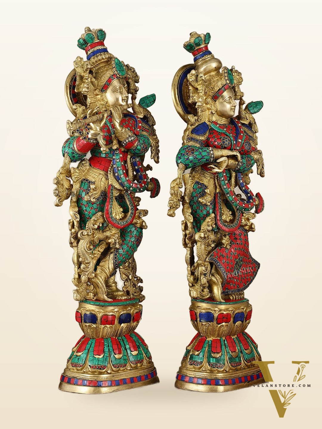 Brass Radha krishna Idols pair set 30"