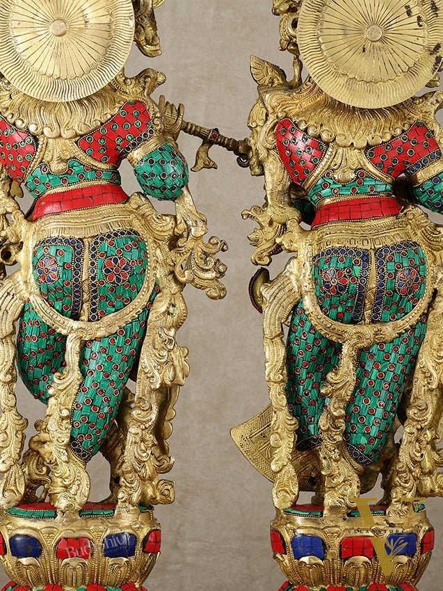 Brass Radha krishna Idols pair set 30"
