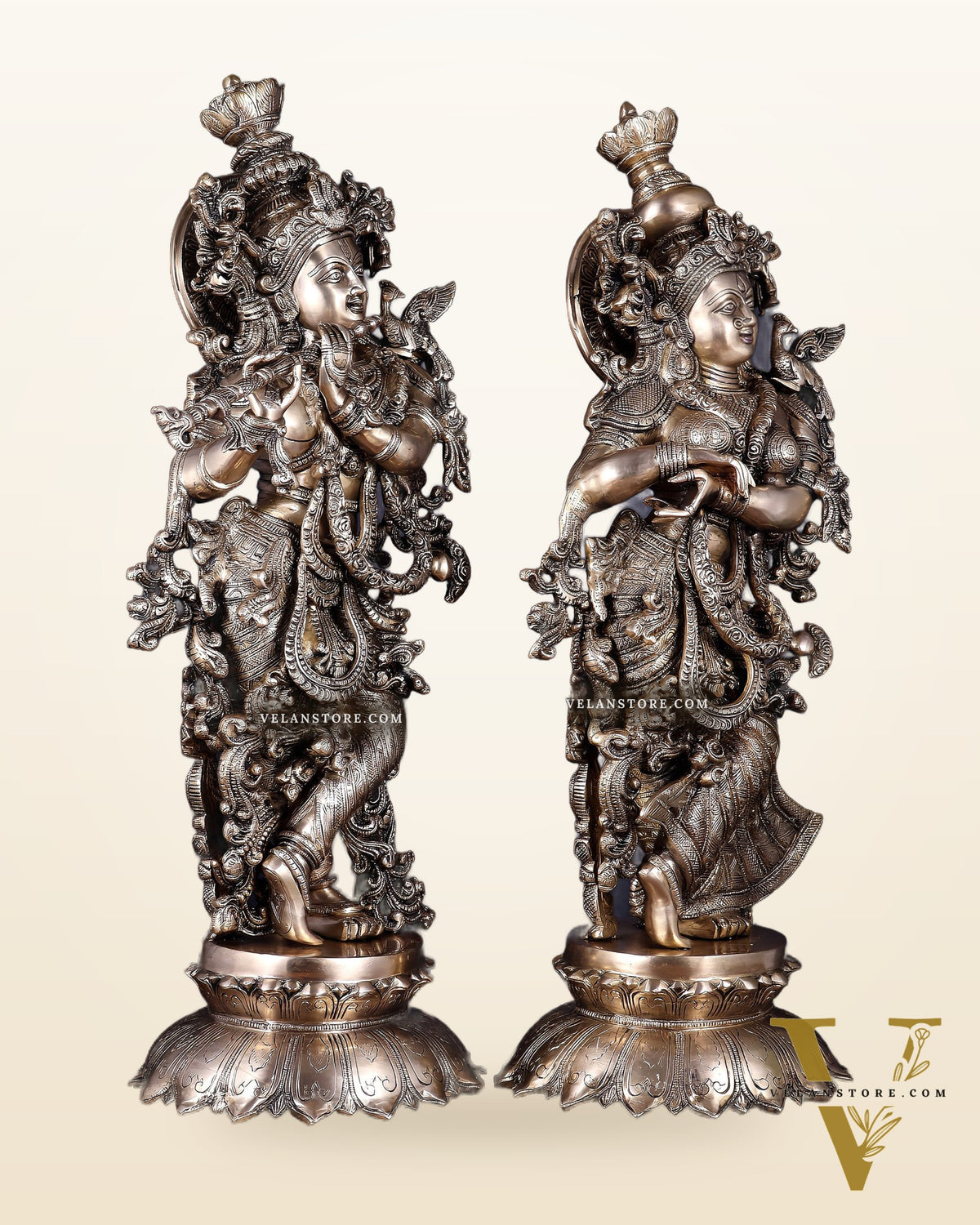 Brass Radha Krishna statue pair  - 27 Inches