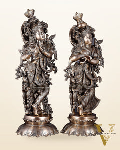 Brass Radha Krishna statue pair  - 27 Inches