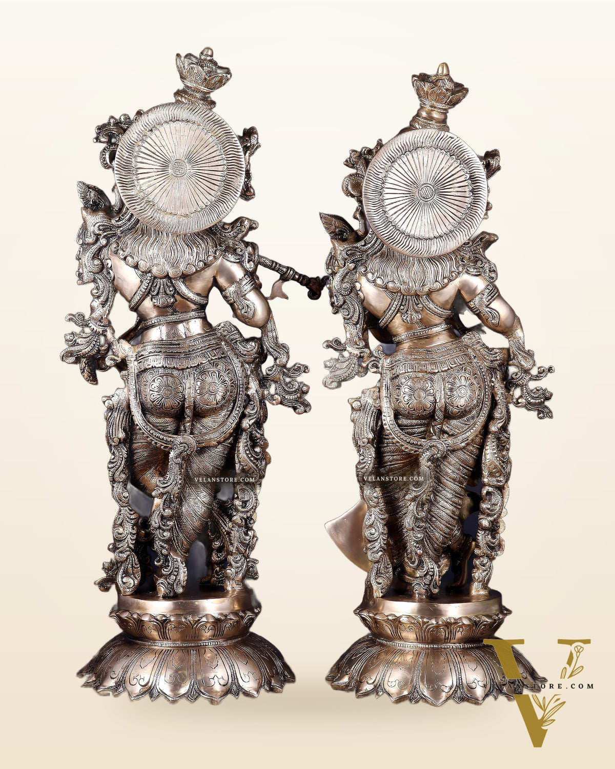 Brass Radha Krishna statue pair  - 27 Inches