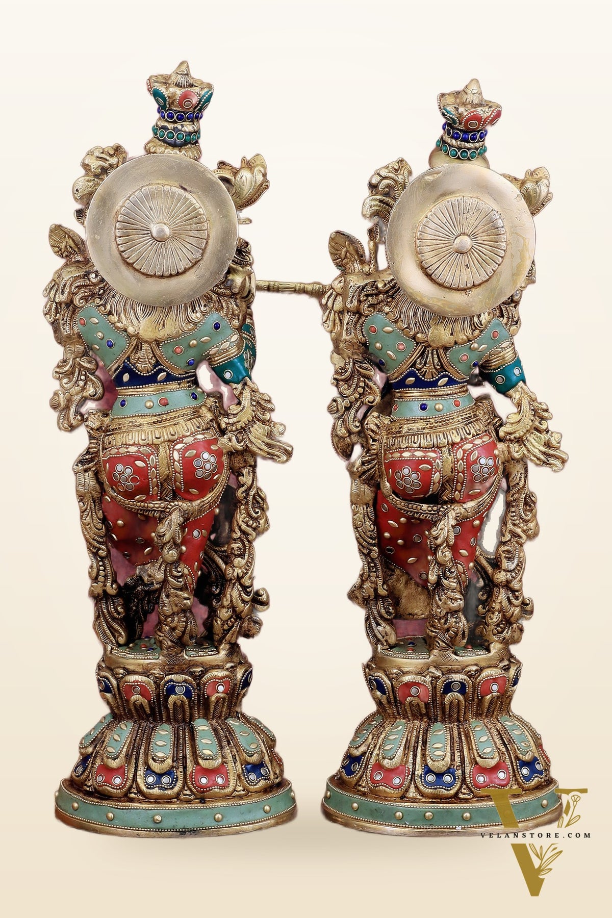 Brass Radha Krishna Statues - 21" Height, 18 KG Pair