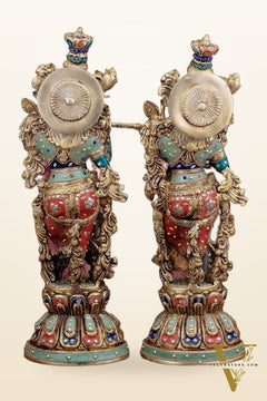 Brass Radha Krishna Statues - 21" Height, 18 KG Pair