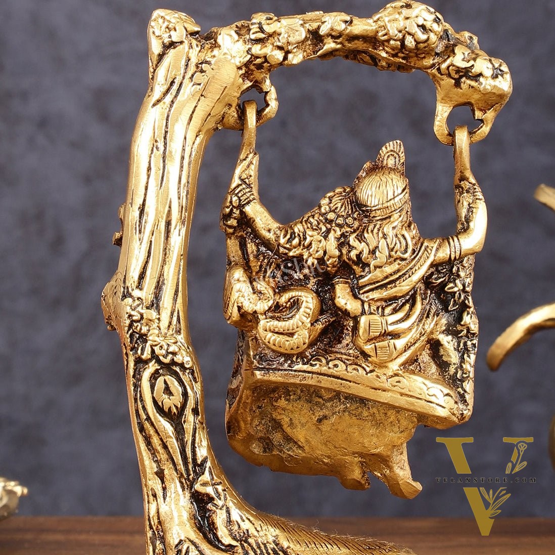 Brass Radha Krishna Swing Idol - 7" Height