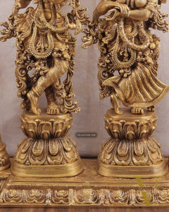 Brass Radha Krishna Temple Arch with Krishna Leelas – Superfine Carvings 45"