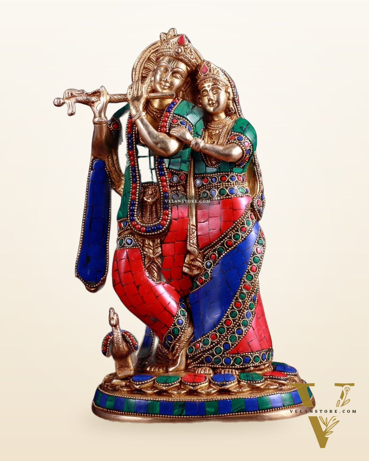 Brass Radha Krishna together Idol 12 INCH
