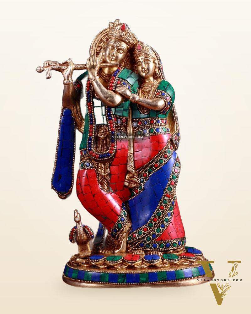 Brass Radha Krishna together Idol 12 INCH