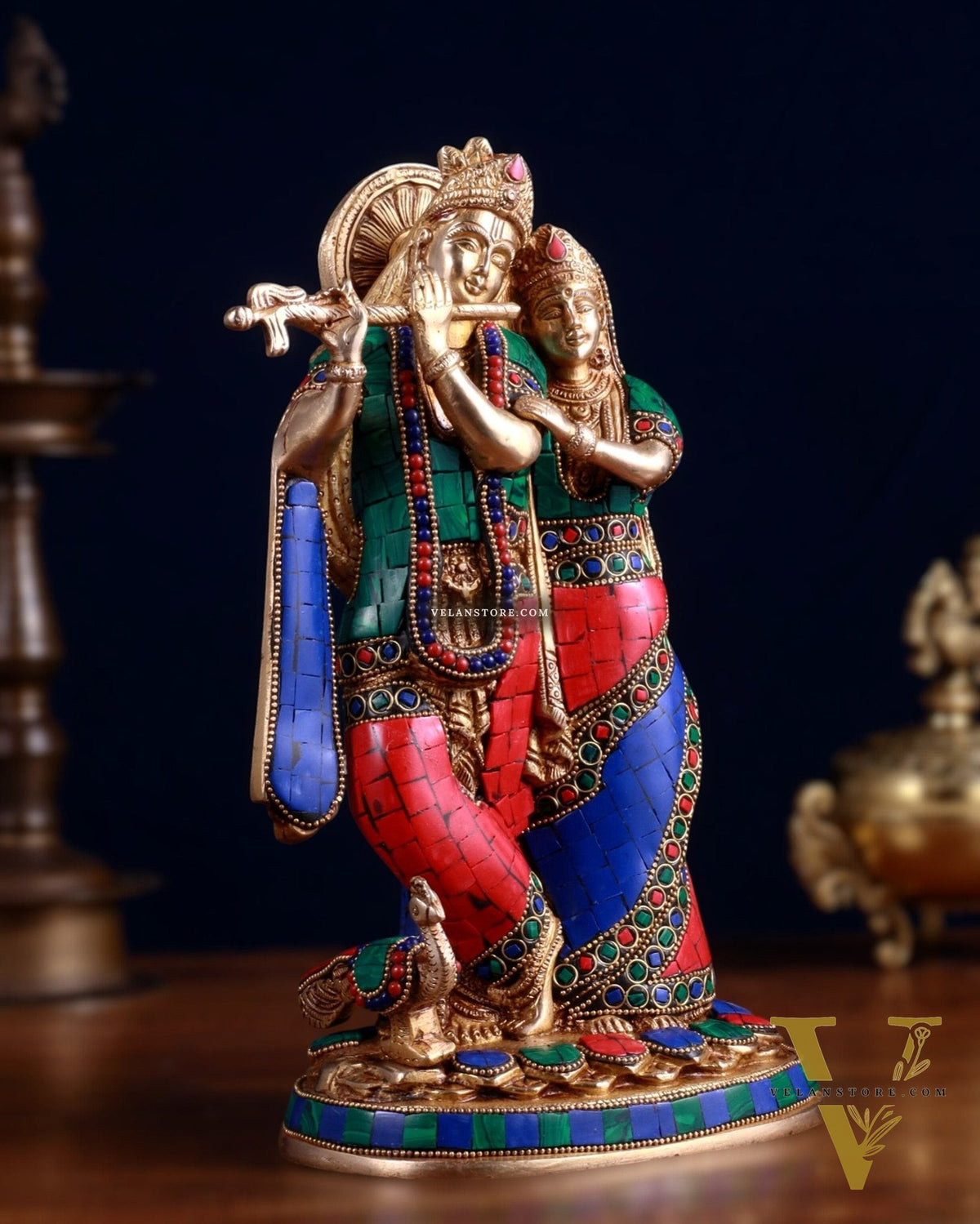 Brass Radha Krishna together Idol 12 INCH