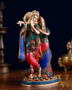 Brass Radha Krishna together Idol 12 INCH