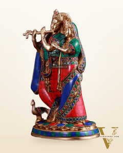 Brass Radha Krishna together Idol 12 INCH