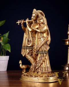 Brass Radha Krishna together Idol 12 inch