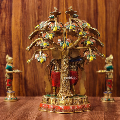 Brass Radha Krishna Under tree Statue 18"