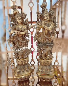 Brass Radhakrishna Idol 30 inch