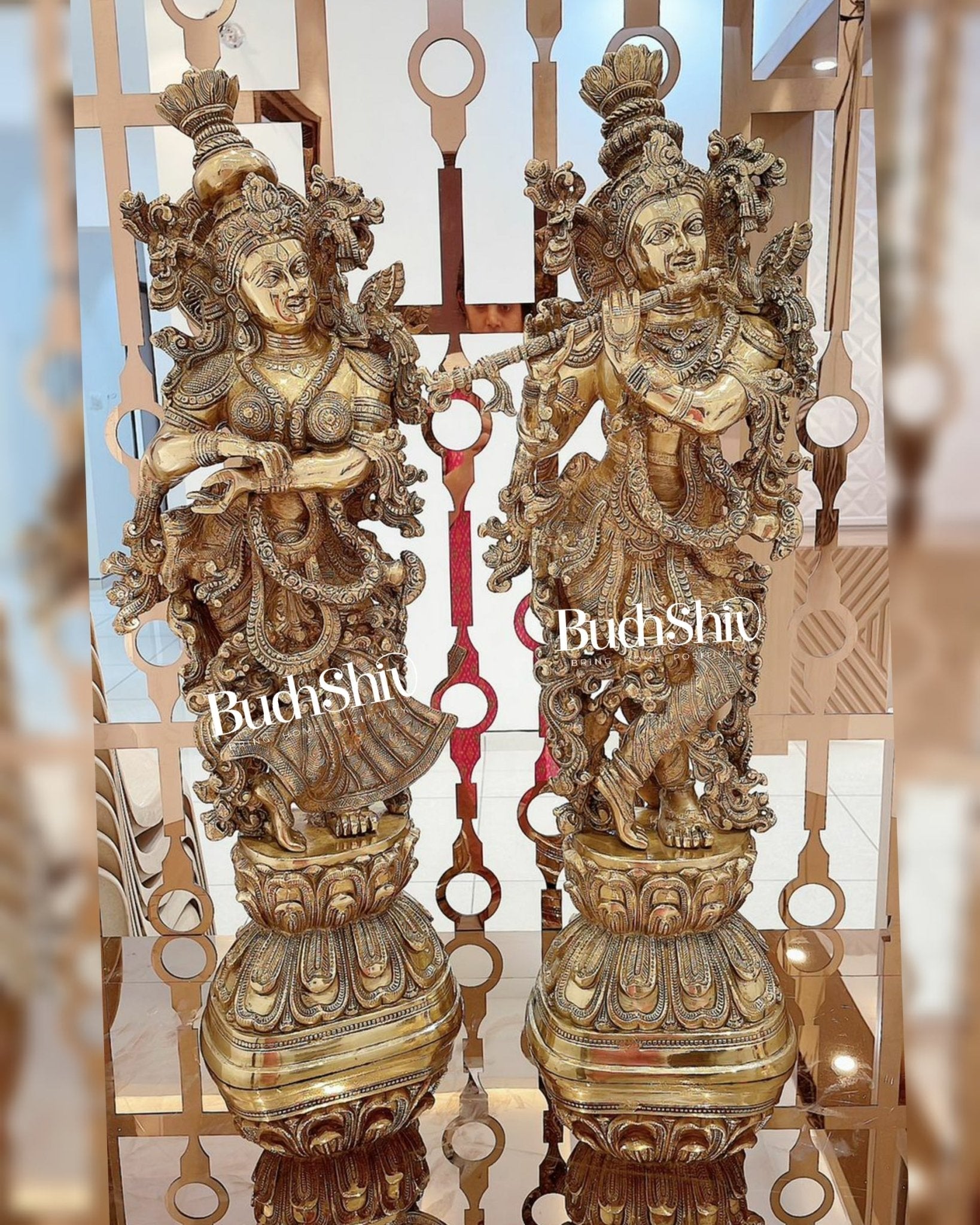 Brass Radhakrishna Idol 30 inch