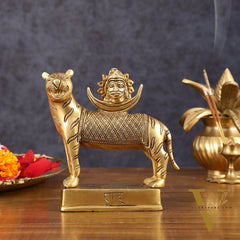 Brass Rahu Graha Bhayanka Idol (North Node of the Moon) for Pooja & Vastu - 5 Inch