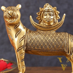 Brass Rahu Graha Bhayanka Idol (North Node of the Moon) for Pooja & Vastu - 5 Inch