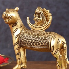 Brass Rahu Graha Bhayanka Idol (North Node of the Moon) for Pooja & Vastu - 5 Inch