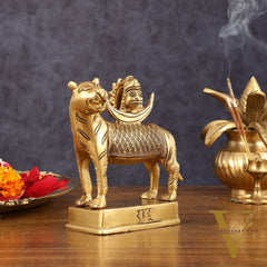 Brass Rahu Graha Bhayanka Idol (North Node of the Moon) for Pooja & Vastu - 5 Inch