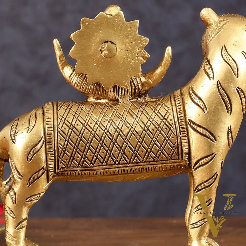 Brass Rahu Graha Bhayanka Idol (North Node of the Moon) for Pooja & Vastu - 5 Inch