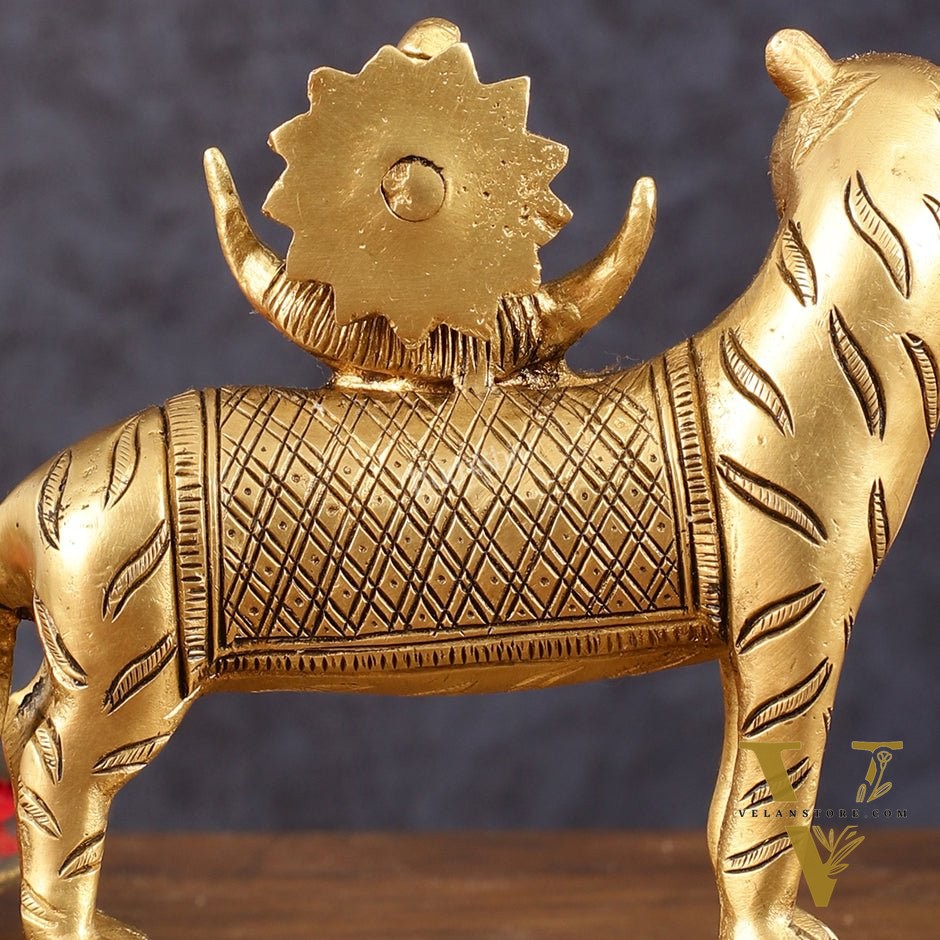 Brass Rahu Graha Bhayanka Idol (North Node of the Moon) for Pooja & Vastu - 5 Inch