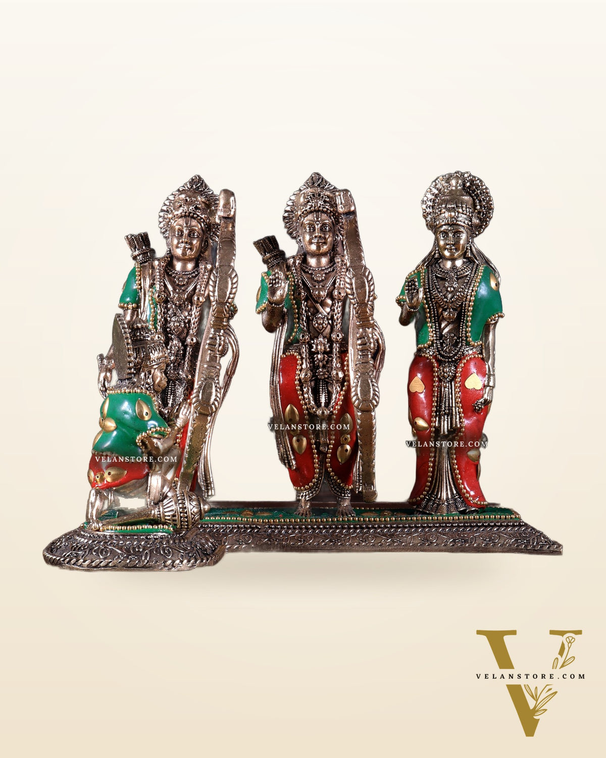 Brass Ram Darbar Idol - 6.5" Tall with meenakari