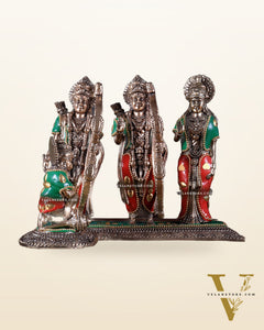 Brass Ram Darbar Idol - 6.5" Tall with meenakari