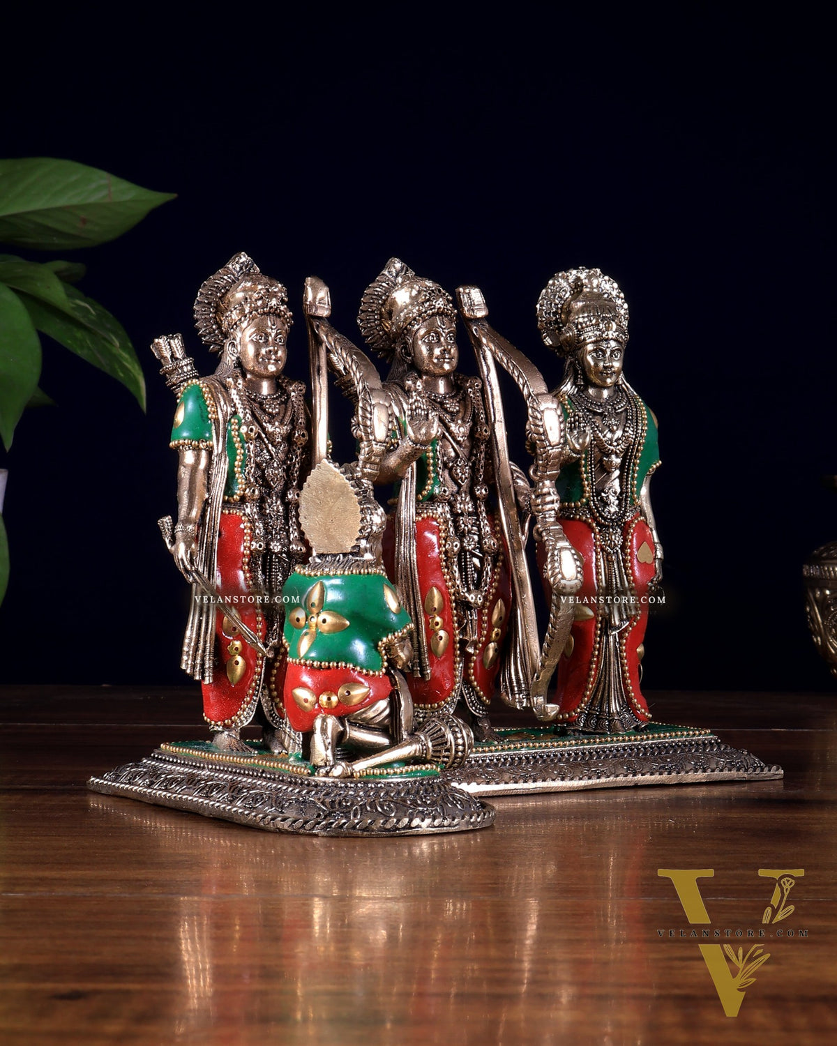 Brass Ram Darbar Idol - 6.5" Tall with meenakari